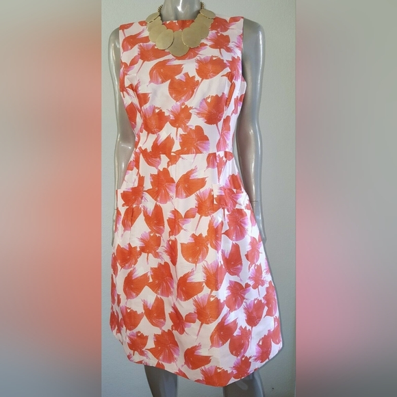*$5,000 NEW OSCAR DE LA RENTA TULIP PINK ORANGE SILK MIKADO RUNWAY DRESS 8, 12 - Picture 2 of 12